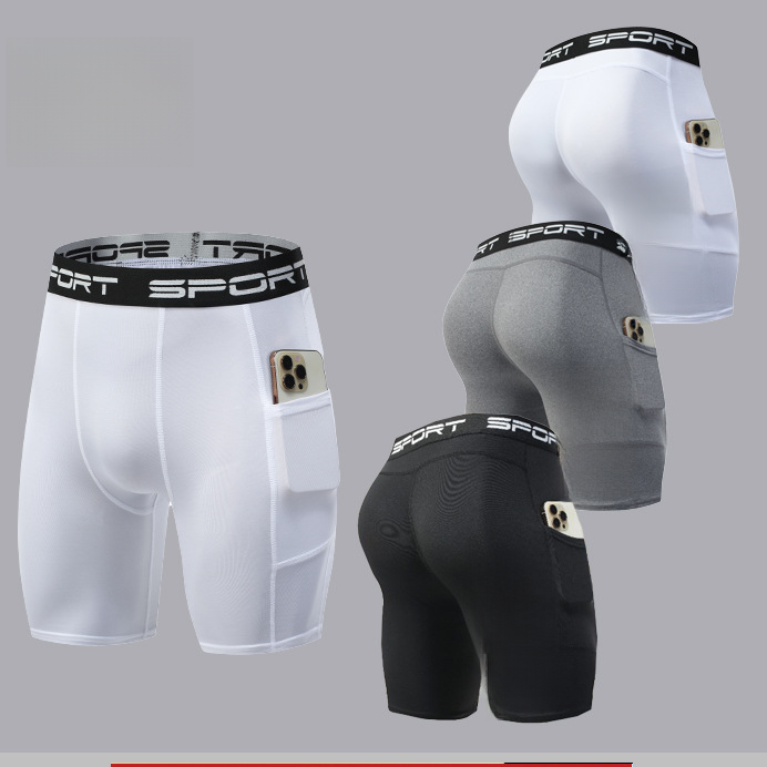Mens High Elastic Compression Training Shorts with Pocket