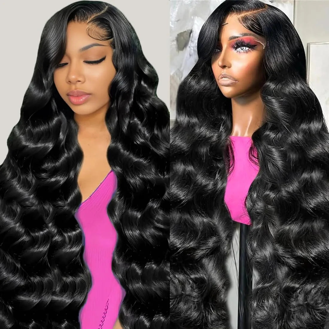 180% Density Body Wave 13x4 HD Transparent Lace Front Wig Human Hair 40 Inch 13x6 Lace Frontal Human Hair Wigs Pre Plucked