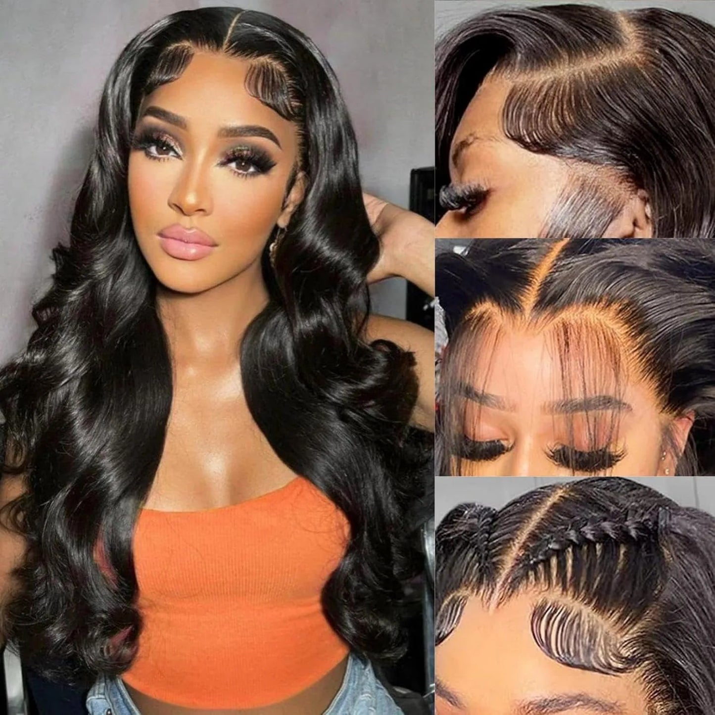 180% Density Body Wave 13x4 HD Transparent Lace Front Wig Human Hair 40 Inch 13x6 Lace Frontal Human Hair Wigs Pre Plucked