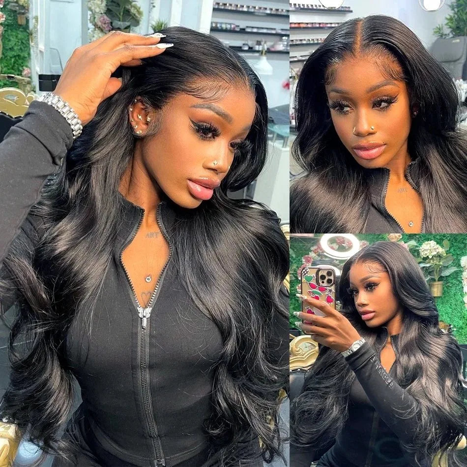 180% Density Body Wave 13x4 HD Transparent Lace Front Wig Human Hair 40 Inch 13x6 Lace Frontal Human Hair Wigs Pre Plucked