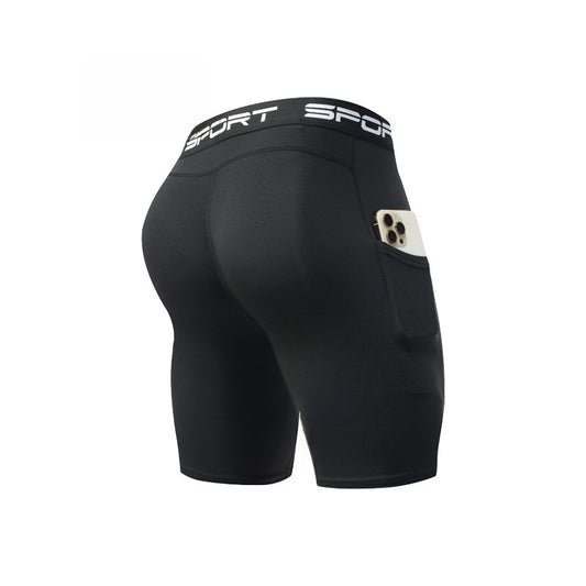Mens High Elastic Compression Training Shorts with Pocket