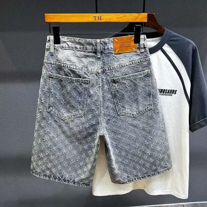 Mens Retro Distressed Denim Shorts