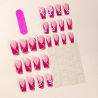 Finished Product Wear Nail Rose Red Medium Rectangular