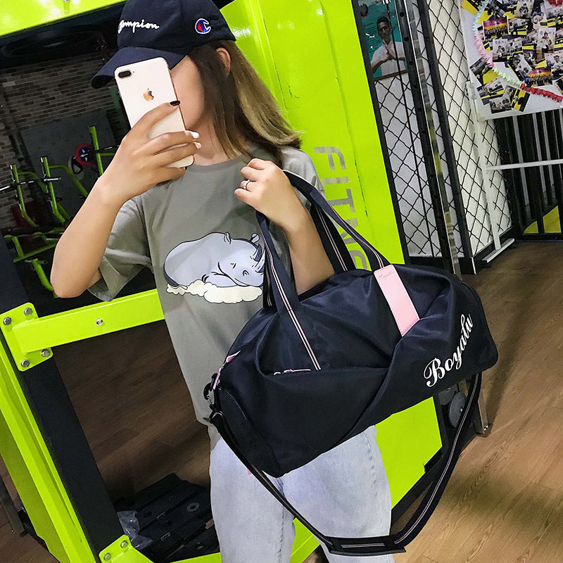 Sports gym bag women's wet and dry shoes