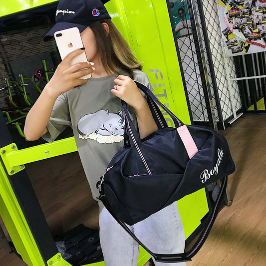 Sports gym bag women's wet and dry shoes