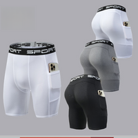 Mens High Elastic Compression Training Shorts with Pocket
