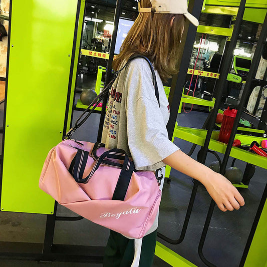 Sports gym bag women's wet and dry shoes