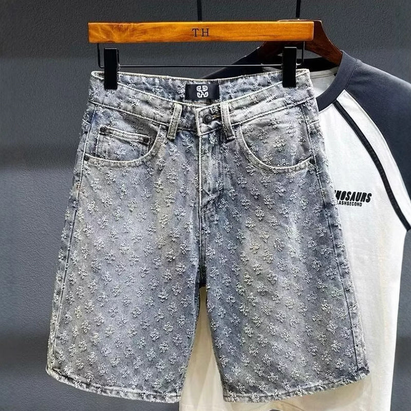 Mens Retro Distressed Denim Shorts