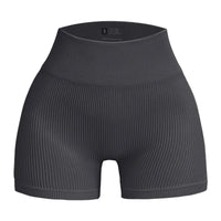 High-waisted Yoga Pant For Women, Designed To Lift And Shape, Tight-fitting With Solid Color And Ribbed Texture, Sports  Shorts