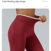 New Women's Color Blocking Yoga Leggings Seamless Knited Tights High Waist Hip Liftting Gym Workout Solid Color Sports Pants