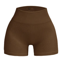 High-waisted Yoga Pant For Women, Designed To Lift And Shape, Tight-fitting With Solid Color And Ribbed Texture, Sports  Shorts