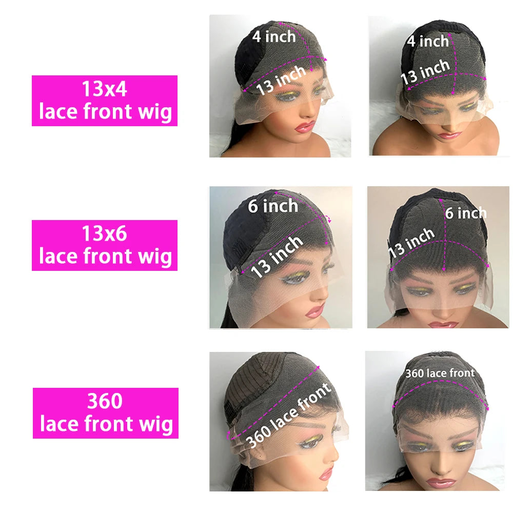 180% Density Body Wave 13x4 HD Transparent Lace Front Wig  Human Hair 40 Inch 13x6 Lace Frontal Human Hair Wigs Pre Plucked