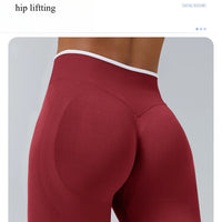 New Women's Color Blocking Yoga Leggings Seamless Knited Tights High Waist Hip Liftting Gym Workout Solid Color Sports Pants