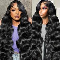180% Density Body Wave 13x4 HD Transparent Lace Front Wig  Human Hair 40 Inch 13x6 Lace Frontal Human Hair Wigs Pre Plucked