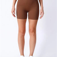 High-waisted Yoga Pant For Women, Designed To Lift And Shape, Tight-fitting With Solid Color And Ribbed Texture, Sports  Shorts