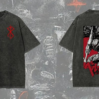 New Arrival Mens Clothes Tee Shirt Homme Graphic T-Shirts Men Tshirt for Men Ropa Hombre Washed Anime Berserk Baggy Camisetas