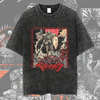 New Arrival Mens Clothes Tee Shirt Homme Graphic T-Shirts Men Tshirt for Men Ropa Hombre Washed Anime Berserk Baggy Camisetas