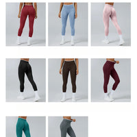 New Women's Color Blocking Yoga Leggings Seamless Knited Tights High Waist Hip Liftting Gym Workout Solid Color Sports Pants