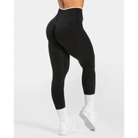 New Women's Color Blocking Yoga Leggings Seamless Knited Tights High Waist Hip Liftting Gym Workout Solid Color Sports Pants