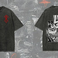 New Arrival Mens Clothes Tee Shirt Homme Graphic T-Shirts Men Tshirt for Men Ropa Hombre Washed Anime Berserk Baggy Camisetas