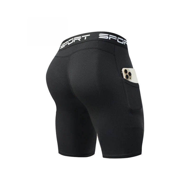 Mens High Elastic Compression Training Shorts with Pocket