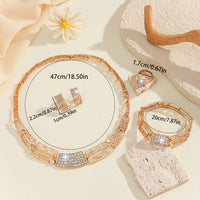 Full Diamond Necklace, Earrings Rings Bracelets Four Piece Set