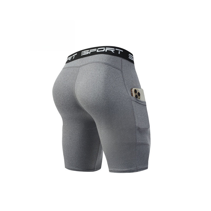 Mens High Elastic Compression Training Shorts with Pocket