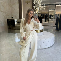 Casual Zipper Hooded Sweatshirt and Trousers Set