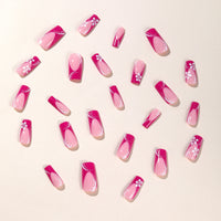Finished Product Wear Nail Rose Red Medium Rectangular